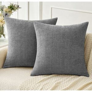 🩶 Set of 2 Modern Heather Gray Throw Pillow Covers 20x20 Polyester New